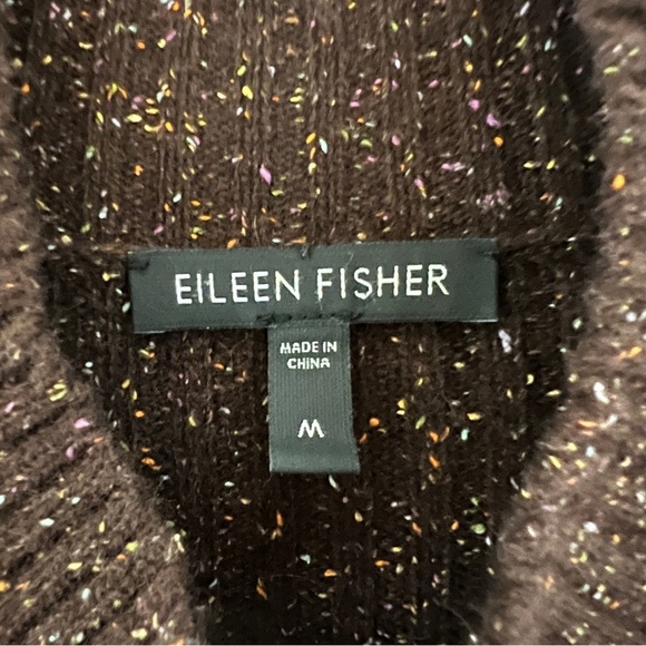 Eileen Fisher Brown Speckled Knit Wool Angora Silk Blend Duster Cardigan Sweater - Picture 9 of 10